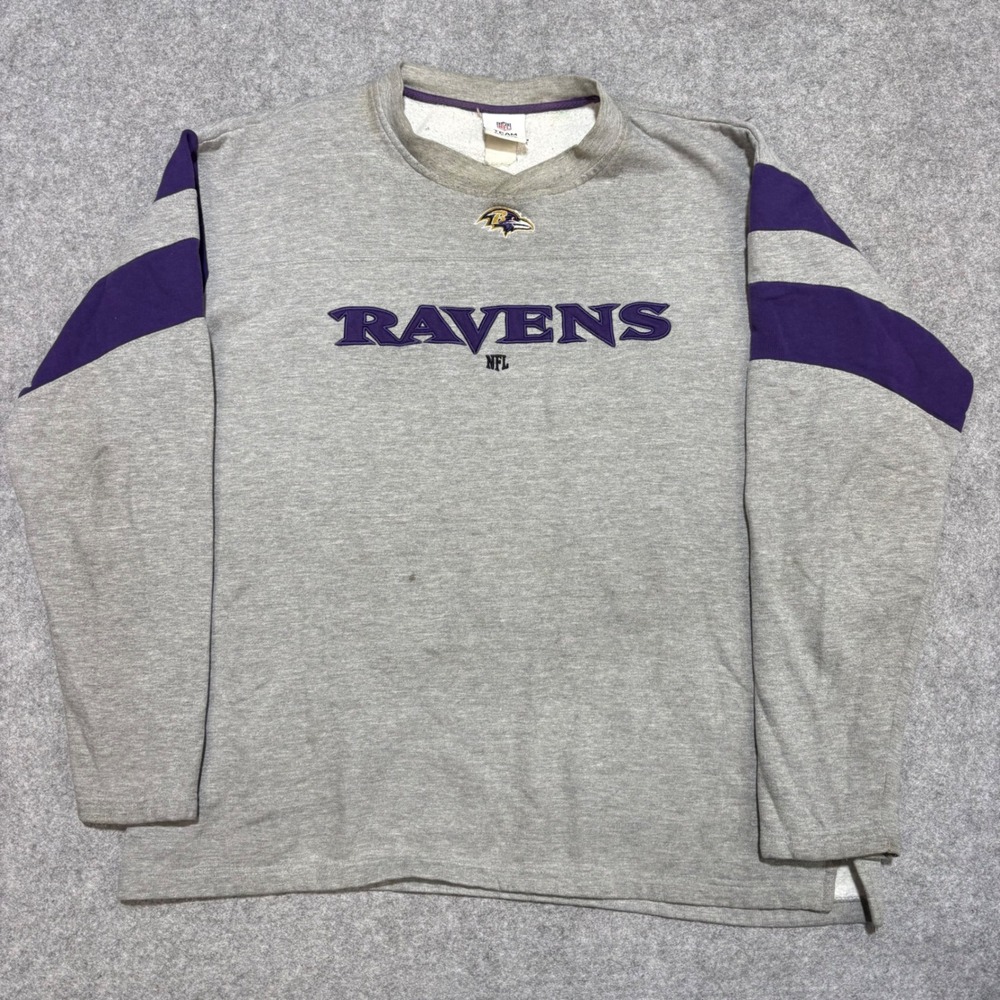 Vintage NFL Team Apparel Baltimore Ravens Sweatshirt Gray Purple Mens XL